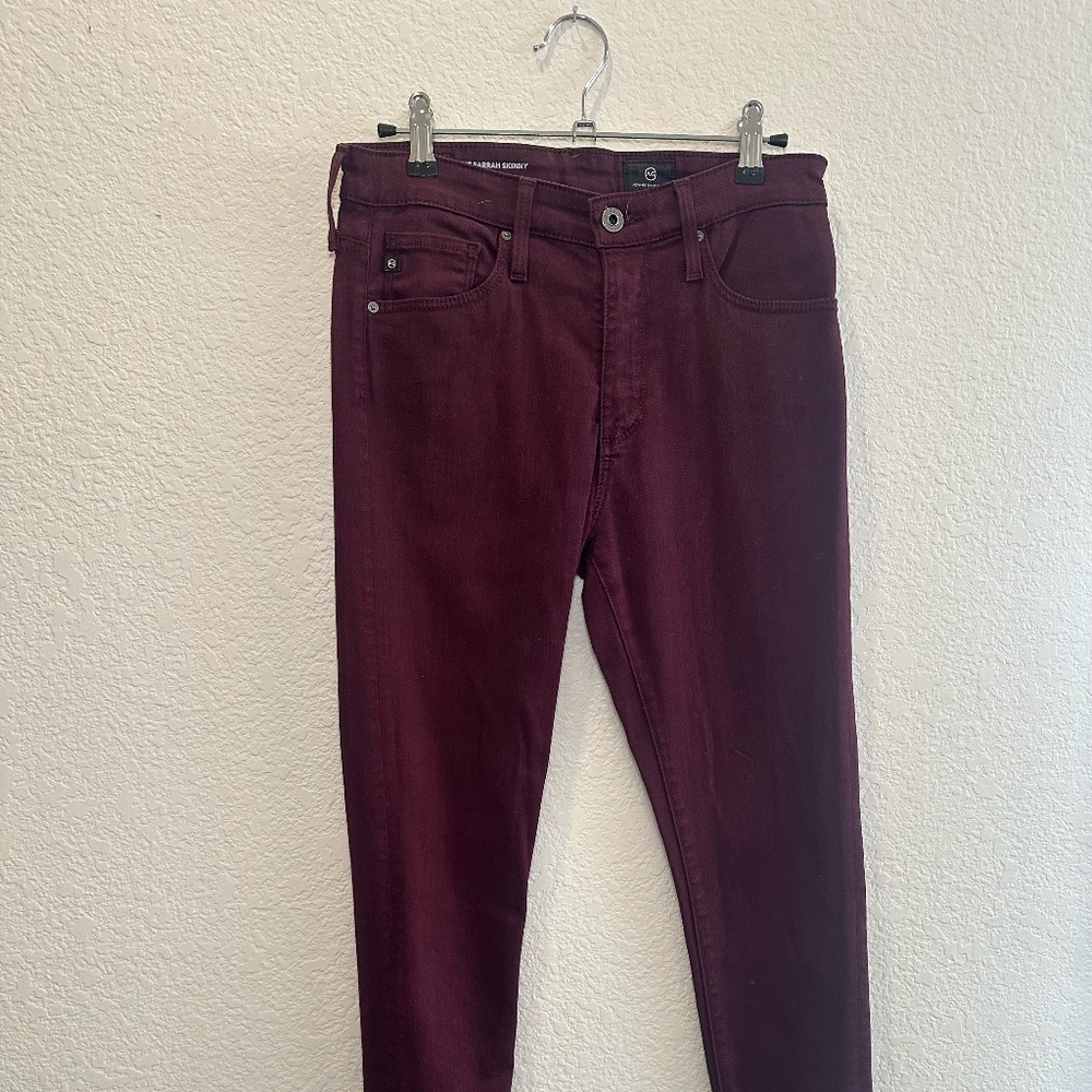 AG Burgundy Skinny Jeans